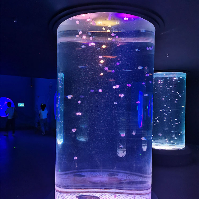 Aquarium&ecirc;n silindir &ecirc;n zelal &ecirc;n acrylic, celeb&ecirc; pakkirin&ecirc;: panel&ecirc;n pirreng - leyu